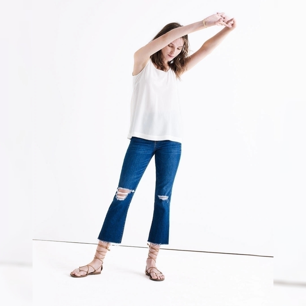 Madewell Silk Lookout Bow-Back Cut out Top Large NWT Ivory Summer Dainty